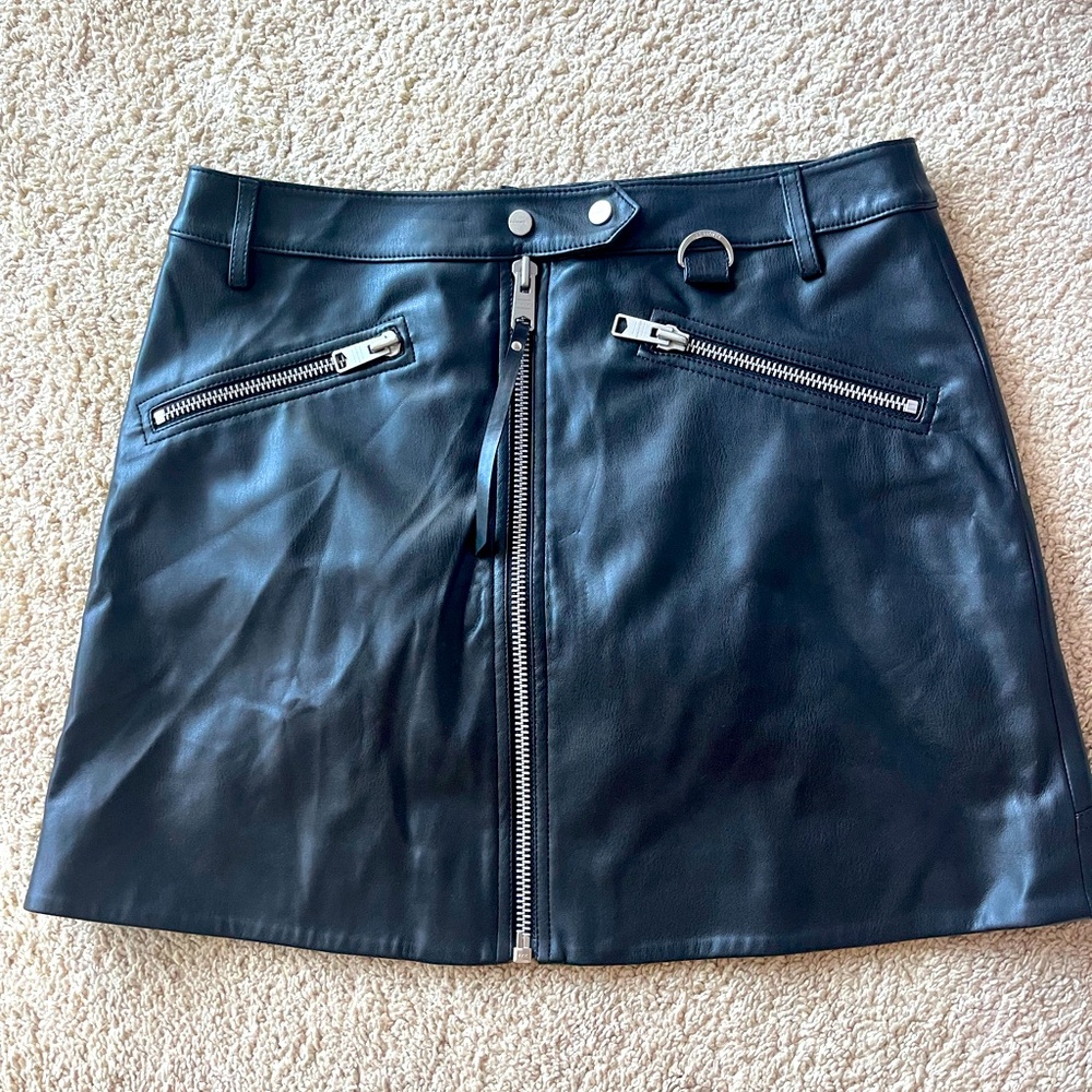 All Saints black leather skirt